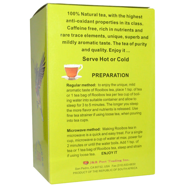 J&R Port Trading Co., Organic Green Rooibos, Caffeine-Free, 40 Tea Bags, 3.53 oz (100 g) - The Supplement Shop