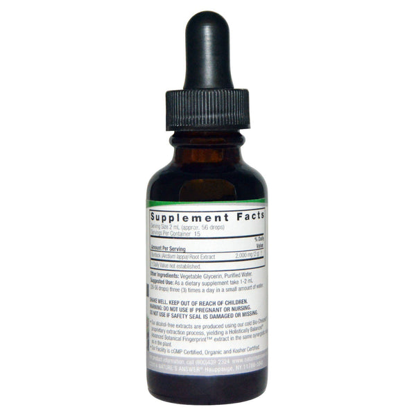 Nature's Answer, Burdock Root Extract, Alcohol-Free, 1,350 mg, 1 fl oz (30 ml) - The Supplement Shop