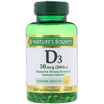 Nature's Bounty, D3, Immune Health, 50 mcg (2,000 IU), 240 Rapid Release Softgels