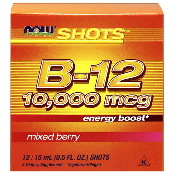Now Foods, Shots, B-12, Mixed Berry , 10,000 mcg, 12 Shots, 0.5 fl oz (15 ml) Each - The Supplement Shop