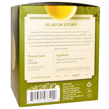 Rishi Tea, Organic Green Tea, Jasmine Green, 15 Tea Bags, 1.48 oz (42 g) Each