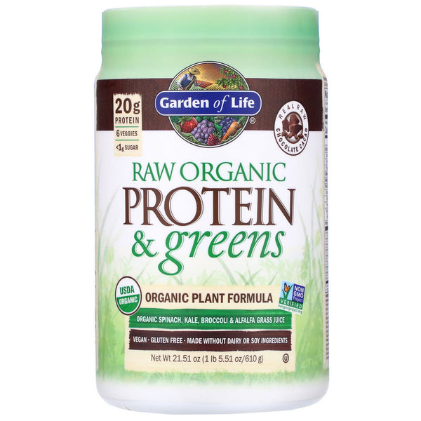 Garden of Life, RAW Protein & Greens, Organic Plant Formula, Chocolate Cacao, 21.51 oz (610 g) - The Supplement Shop