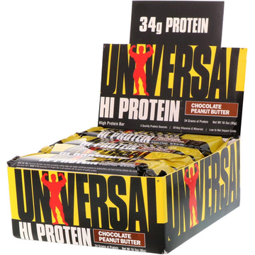 Universal Nutrition, HiProtein Bar, Chocolate Peanut Butter, 16 Bars, 3 oz (85 g) Each