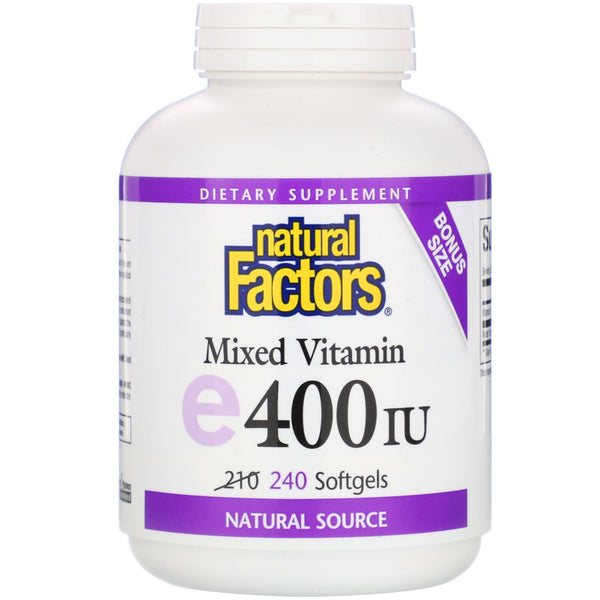 Natural Factors, Mixed Vitamin E, 400 IU, 240 Softgels - The Supplement Shop