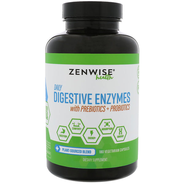 Zenwise Health, Daily Digestive Enzymes with Prebiotics + Probiotics, 180 Vegetarian Capsules - The Supplement Shop