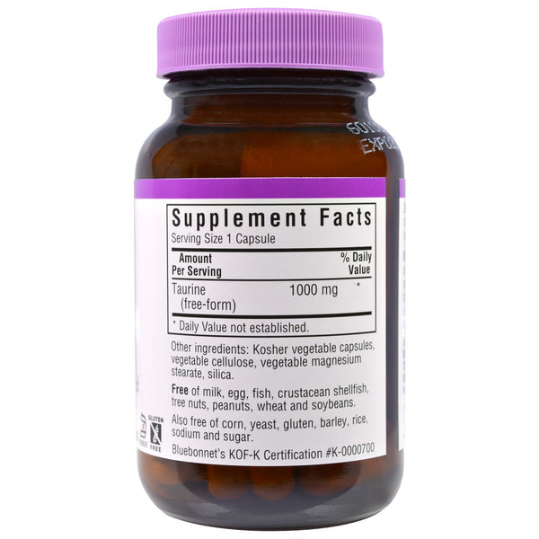 Bluebonnet Nutrition, Taurine, 1,000 mg, 50 Veggie Caps - The Supplement Shop