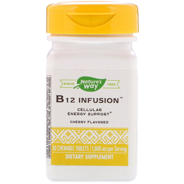 Nature's Way, B12 Infusion, Cherry Flavor, 1,000 mcg, 30 Chewable Tablets - The Supplement Shop