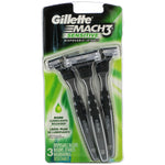 Gillette, Mach3, Sensitive Disposable Razor, 3 Razors - The Supplement Shop