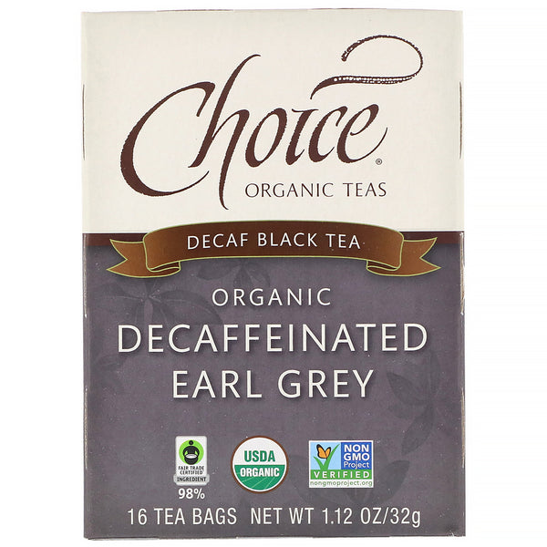 Choice Organic Teas, Organic Decaffeinated Earl Grey, Decaf Black Tea, 16 Tea Bags, 1.12 oz (32 g) - The Supplement Shop