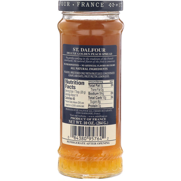 St. Dalfour, Golden Peach, Deluxe Golden Peach Spread, 10 oz (284 g) - The Supplement Shop