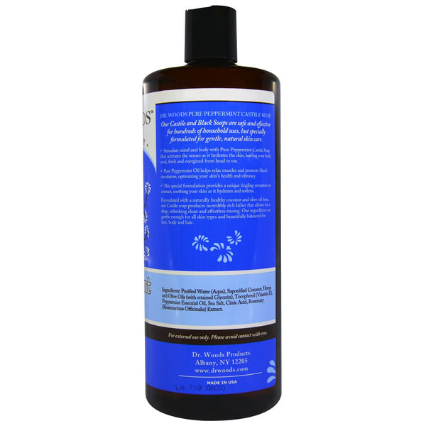 Dr. Woods, Peppermint Castile Soap, 32 fl oz (946 ml) - The Supplement Shop