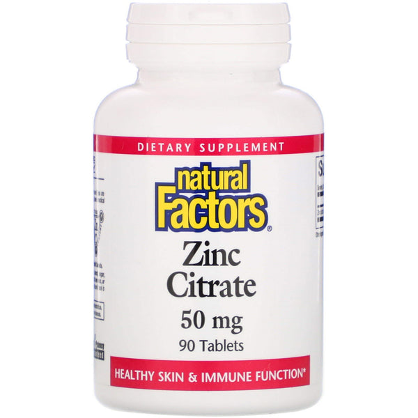 Natural Factors, Zinc Citrate, 50 mg, 90 Tablets - The Supplement Shop