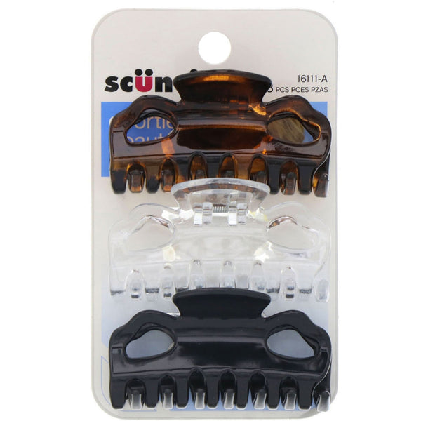 Scunci, Effortless Beauty, Jaw Clips, Assorted Colors, 3 Pieces - The Supplement Shop