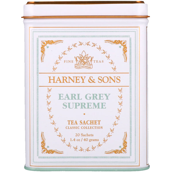 Harney & Sons, Fine Teas, Earl Grey Supreme, 20 Sachets, 1.4 oz (40 g) - The Supplement Shop