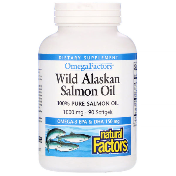 Natural Factors, Wild Alaskan Salmon Oil, 1,000 mg, 90 Softgels - The Supplement Shop
