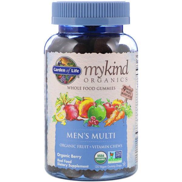 Garden of Life, MyKind Organics, Men's Multi, Organic Berry, 120 Vegan Gummy Drops - The Supplement Shop