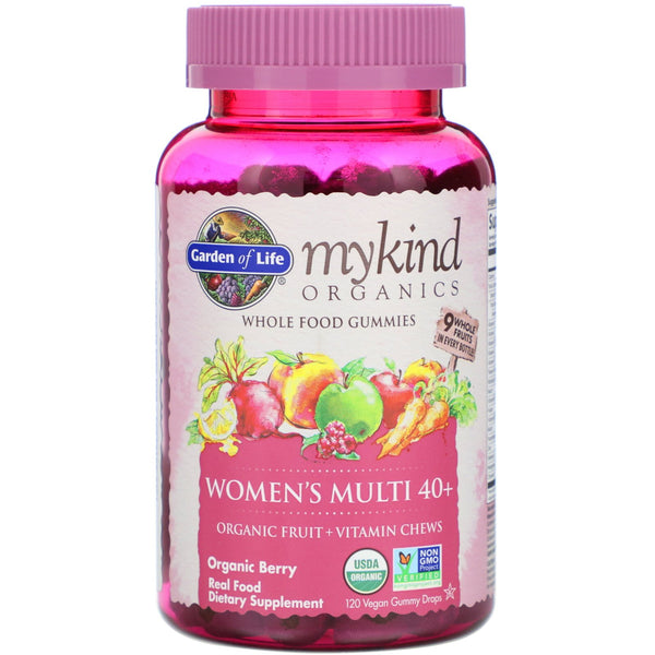 Garden of Life, MyKind Organics, Women's Multi 40+, Organic Berry, 120 Vegan Gummy Drops - The Supplement Shop