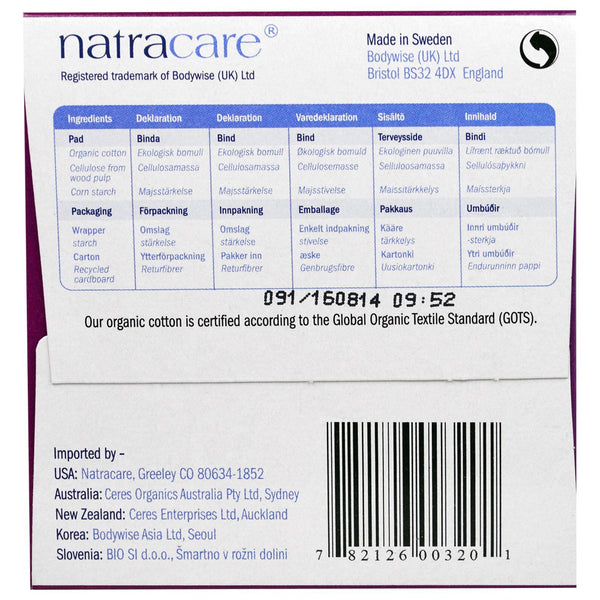 Natracare, Organic & Natural Ultra Extra Pads, Long, 8 Pads - The Supplement Shop