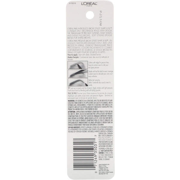 L'Oreal, Brow Stylist Shape & Fill, 420 Dark Brunette, 0.008 oz (250 mg) - The Supplement Shop