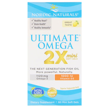 Nordic Naturals, Ultimate Omega 2X with Vitamin D3, Lemon, 60 Mini Soft Gels