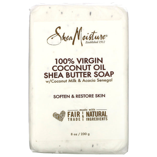 SheaMoisture, 100% Virgin Coconut Oil Shea Butter Soap, 8 oz (230 g) - The Supplement Shop