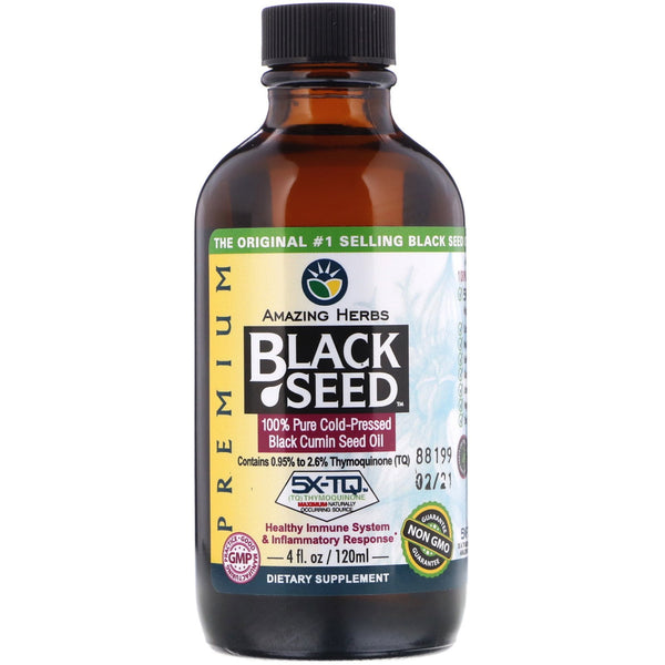 Amazing Herbs, Black Seed, 100% Pure Cold-Pressed Black Cumin Seed Oil, 4 fl oz (120 ml) - The Supplement Shop