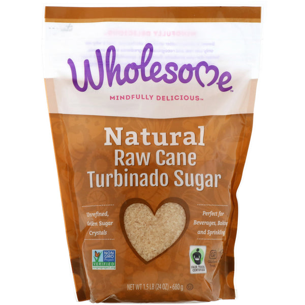 Wholesome , Natural Raw Cane, Turbinado Sugar, 1.5 lbs (24 oz.) - 680 g - The Supplement Shop