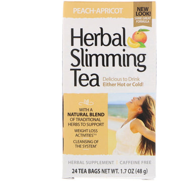 21st Century, Herbal Slimming Tea, Peach-Apricot, Caffeine Free, 24 Tea Bags, 1.6 oz (45 g)