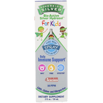 Sovereign Silver, Bio-Active Silver Hydrosol, For Kids, Daily Immune Support Spray, 10PPM, 2 fl oz (59 ml)