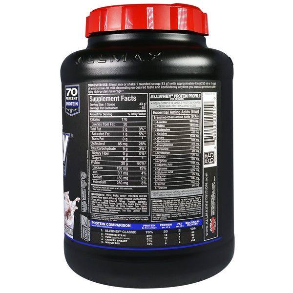 ALLMAX Nutrition, AllWhey Classic, 100% Whey Protein, Cookies & Cream, 5 lbs. (2.27 kg) - The Supplement Shop