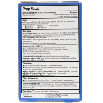 Nature's Way, Umcka, Cold Relief Chewables,  Ages 6+, Cherry, 20 Tablets