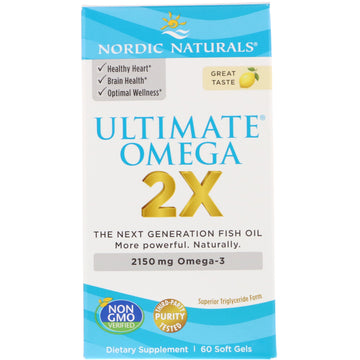 Nordic Naturals, Ultimate Omega 2X, Lemon, 60 Softgels