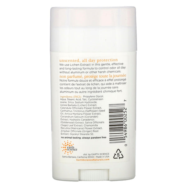 Earth Science, Natural Deodorant, Liken Plant, Unscented, 2.45 oz (70 g) - The Supplement Shop