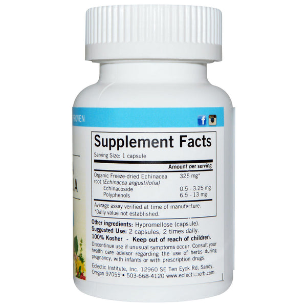 Eclectic Institute, Echinacea Angustifolia, 325 mg, 90 Non-GMO Veg Caps - The Supplement Shop