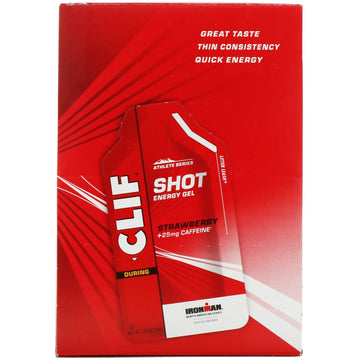 Clif Bar, Shot Energy Gel, Strawberry + 25 mg Caffeine, 24 Packets, 1.2 oz (34 g) Each