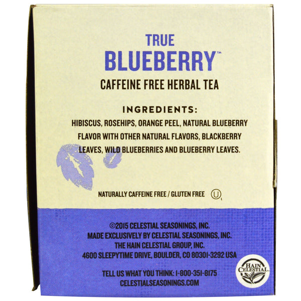 Celestial Seasonings, Herbal Tea, Caffeine Free, True Blueberry, 20 Tea Bags, 1.6 oz (45 g) - The Supplement Shop