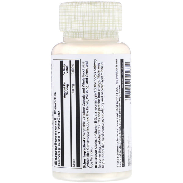 Solaray, Niacin, 500 mg, 100 VegCaps - The Supplement Shop