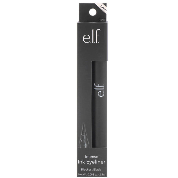 E.L.F., Intense Ink Eyeliner. Blackest Black, 0.088 oz (2.5 g) - The Supplement Shop