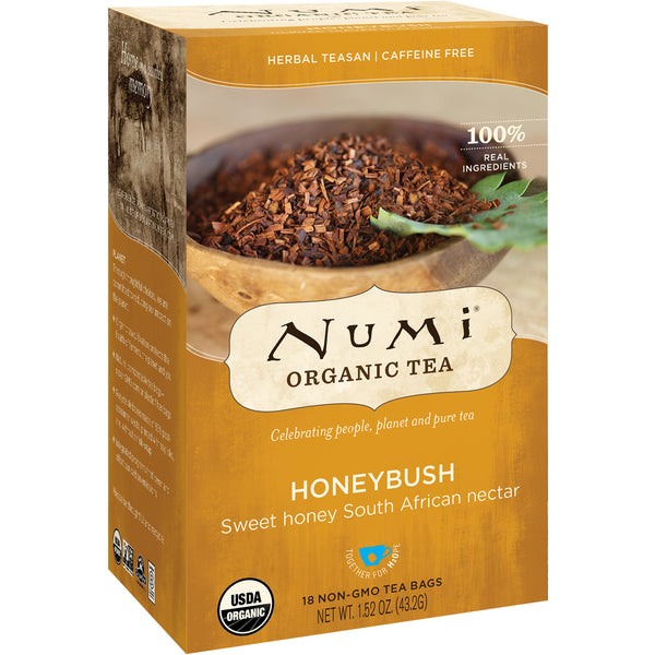 Numi Tea, Organic Tea, Herbal Teasan, Honeybush, Caffeine Free, 18 Tea Bags, 1.52 oz (43.2 g) - The Supplement Shop