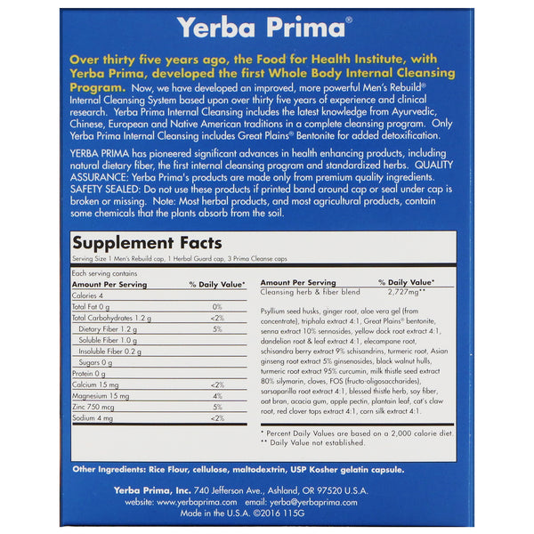 Yerba Prima, Men's Rebuild Internal Cleansing, 3 Part Program, 3 Bottles - The Supplement Shop