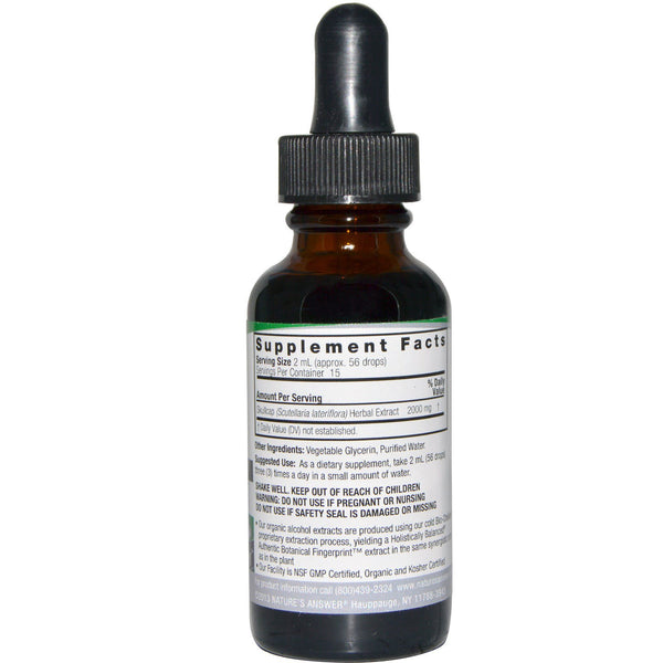 Nature's Answer, Skullcap, Alcohol-Free, 2000 mg, 1 fl oz (30 ml) - The Supplement Shop