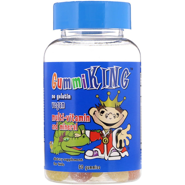 GummiKing, Multi-Vitamin + Mineral for Kids, Strawberry, Orange, Lemon, Grape, Cherry and Grapefruit, 60 Gummies - The Supplement Shop