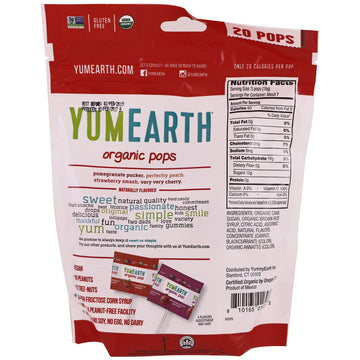 YumEarth, Organic Pops, Assorted Flavors, 20 Pops, 4.2 oz (119.1 g)