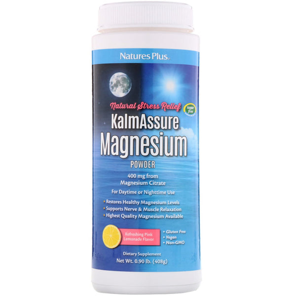 Nature's Plus, Kalmassure Magnesium Powder, Refreshing Pink Lemonade, 400 mg, 0.90 lb. (408 g) - The Supplement Shop
