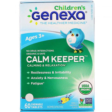 Genexa, Calm Keeper, Calming & Relaxation, Vanilla Lavender Flavor, Ages 3+, 60 Chewable Tablets