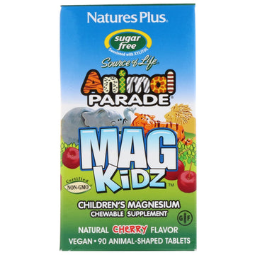 Nature's Plus, Animal Parade, MagKidz, Children's Magnesium, Natural Cherry Flavor, 90 Animal-Shaped Tablets