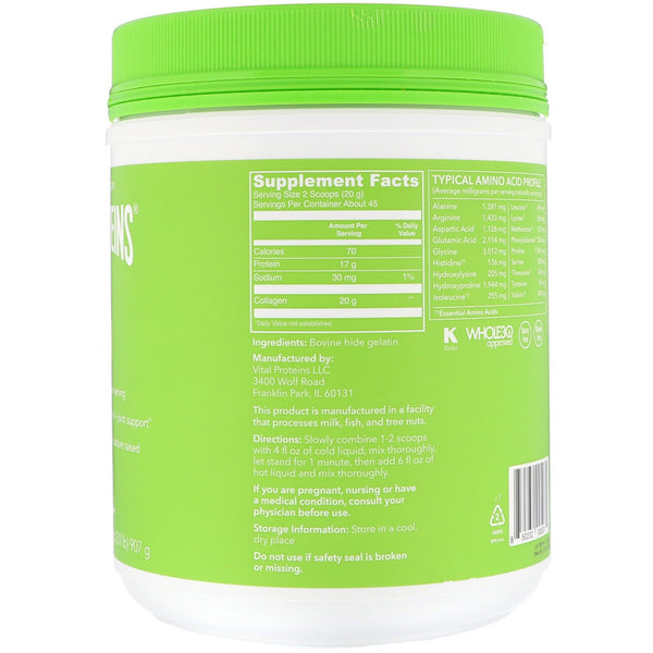 Vital Proteins, Beef Gelatin, Unflavored, 2 lbs (907 g) - The Supplement Shop