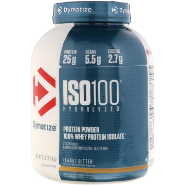 Dymatize Nutrition, ISO 100 Hydrolyzed, 100% Whey Protein Isolate, Peanut Butter, 5 lb (2.3 kg)