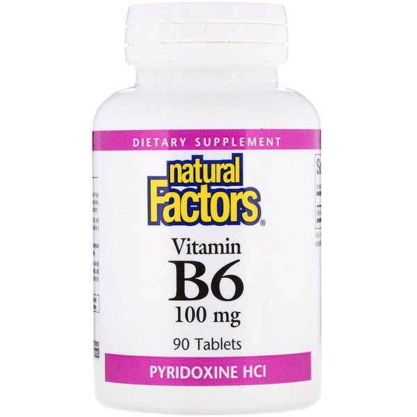 Natural Factors, Vitamin B6, Pyridoxine HCl, 100 mg, 90 Tablets - The Supplement Shop