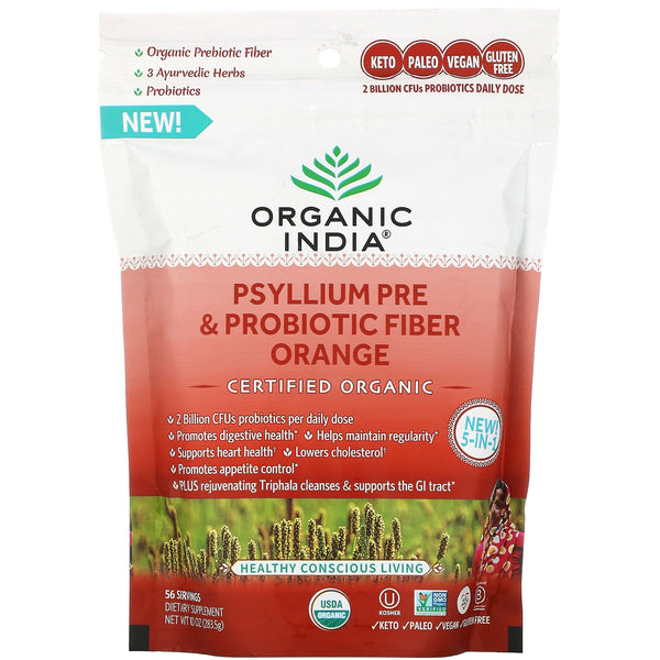 Organic India, Psyllium Pre & Probiotic Fiber, Orange, 10 oz (283.5 g) - The Supplement Shop